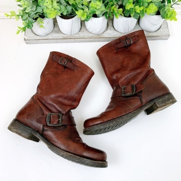 Frye Shoes - Frye Veronica Short Ankle Buckle Brown Boots